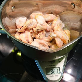 Poids de crevettes surgelées
