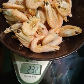 Réduction du poids des crevettes bouillies